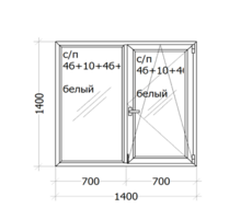 Окно WHS_72 (5-камерный профиль) 1400 x 1400 мм ( с/п 4б+10+4б+10+4и  )